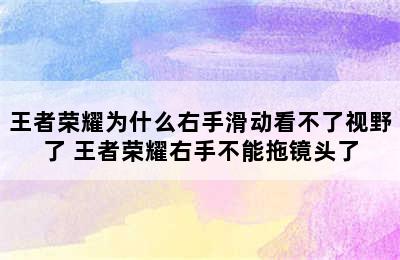 王者荣耀为什么右手滑动看不了视野了 王者荣耀右手不能拖镜头了